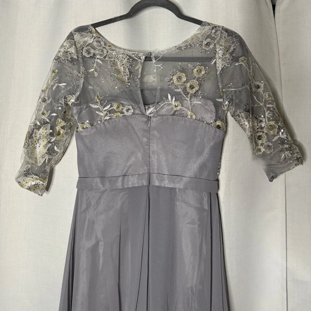 Dori Squeen Dove Grey Sequin Rhinestone Formal Dress - Picture 9 of 13